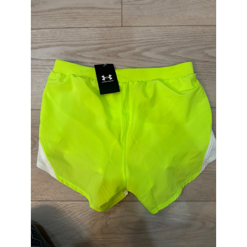 Under Armour Womens Fly-By 2.0 Running Shorts Neon Lime Yellow Small NWT - Picture 4 of 7